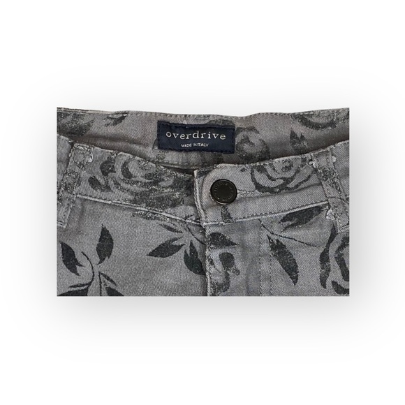 Vintage 90’s: Overdrive Jeans 𑁍 High Waist Rose Burnout Print 𑁍 Slate Grey 12 - Picture 13 of 16